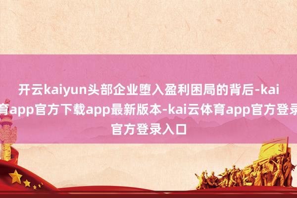 开云kaiyun　　头部企业堕入盈利困局的背后-kai云体育app官方下载app最新版本-kai云体育app官方登录入口